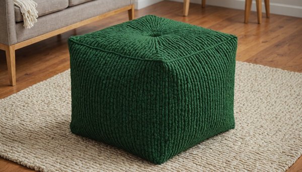 Pouf carré coton vert forêt : l'élégance naturelle pour votre intérieur